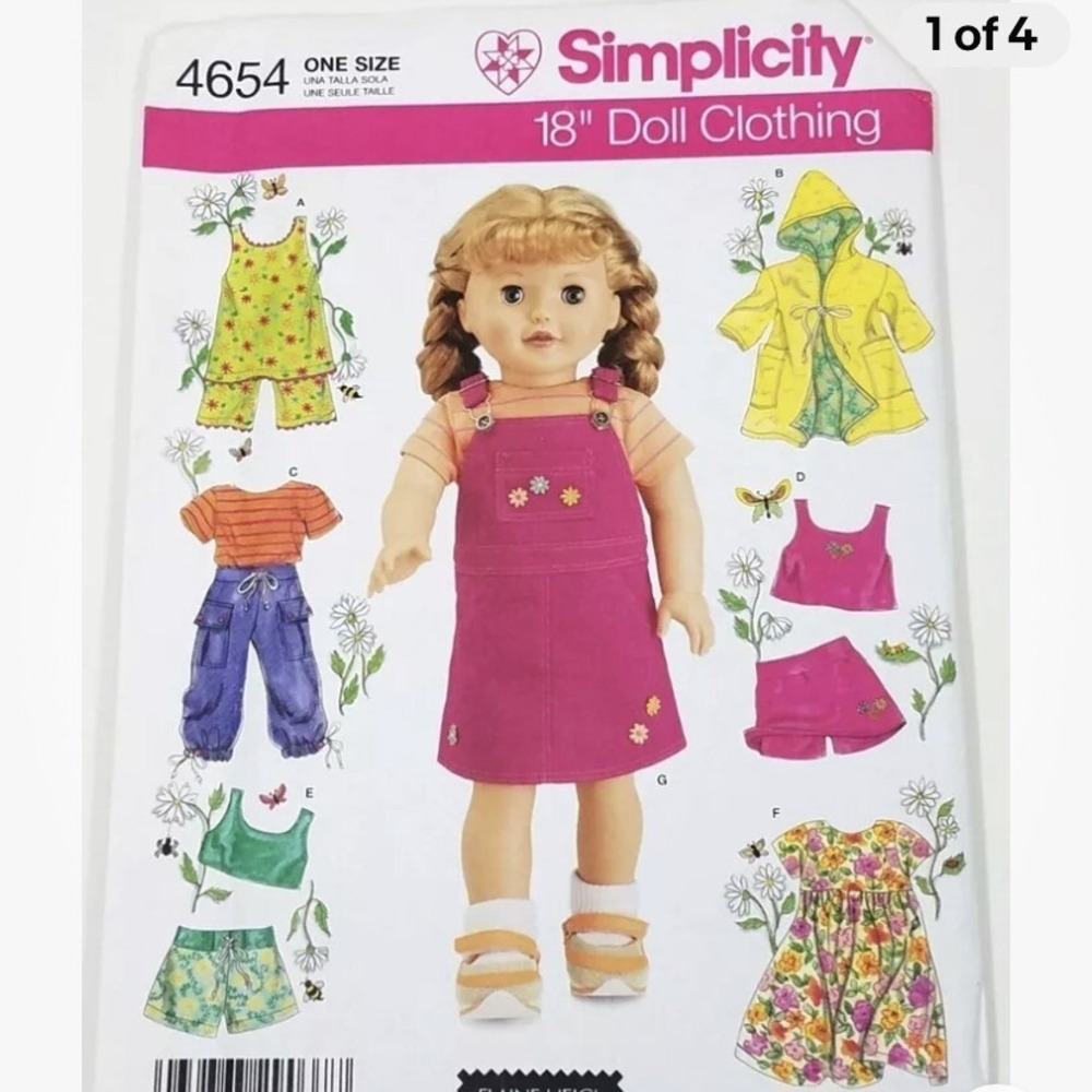 Simplicity Sewing Pattern 4654 Top Skort Shorts Dress for 18" Dolls Cut 2005
